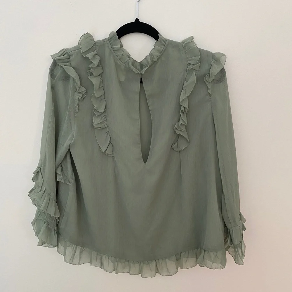 H&M Green Ruffle Blouse - Picture 3 of 3
